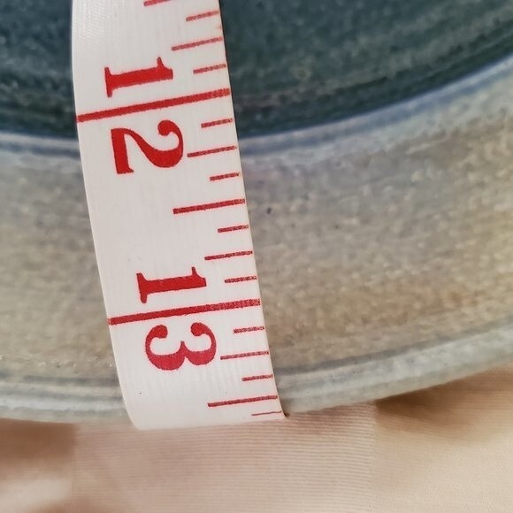 Studio Pottery Charger Shallow Bowl 13.5” Blue Wax-Resist Stoneware Signed - Picture 5 of 9